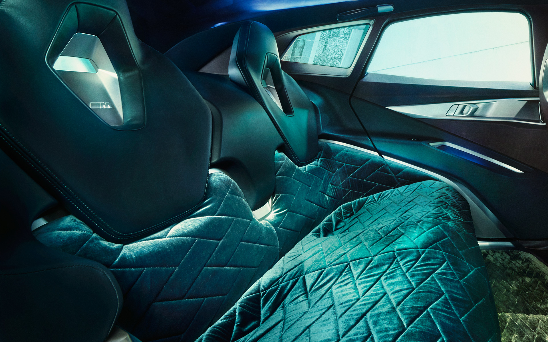 BMW Concept XM (G09) vista de interior, parte trasera, detalle de Lounge